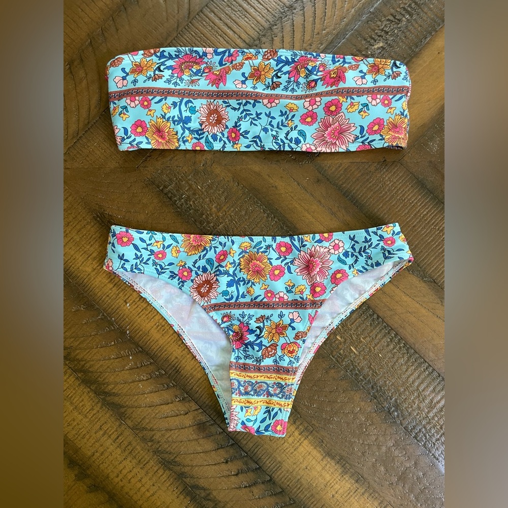 3 Piece Floral Bandeau Bikini